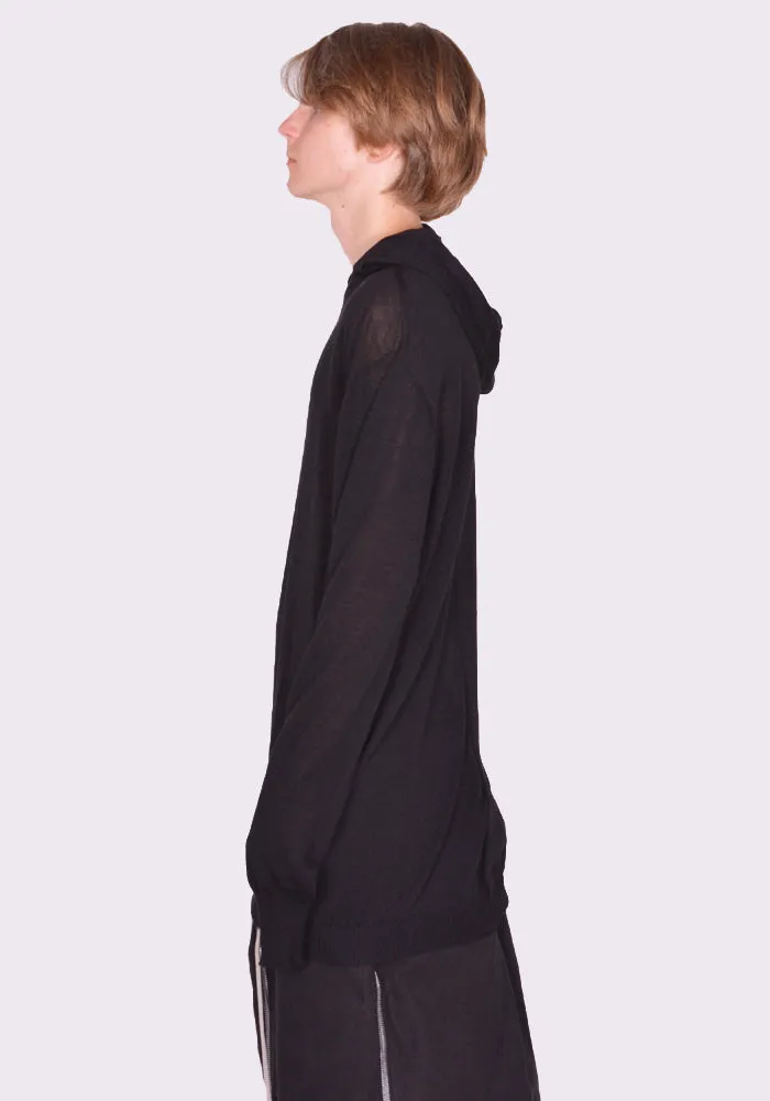 RICK OWENS MEN RU02D6623 M 09 OVERSIZED HOODED KNIT SWEATER BLACK (New Season FW24)