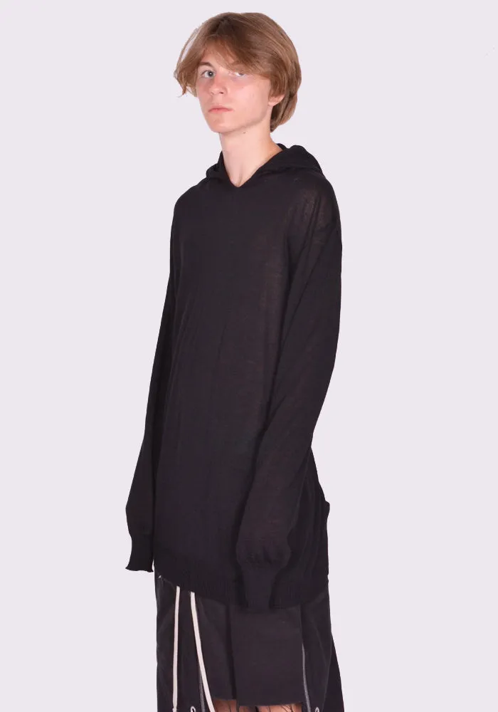 RICK OWENS MEN RU02D6623 M 09 OVERSIZED HOODED KNIT SWEATER BLACK (New Season FW24)