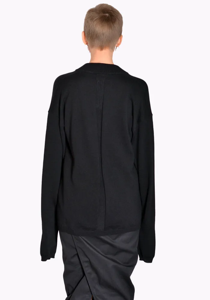 RICK OWENS RP02B6626 M V-NECK KNIT SWEATER BLACK