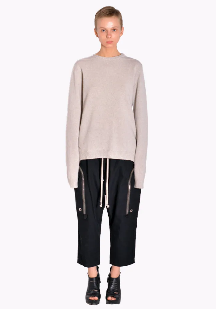 RICK OWENS RP02B6682 WSBR ROUND NECK KNIT SWEATER PEARL