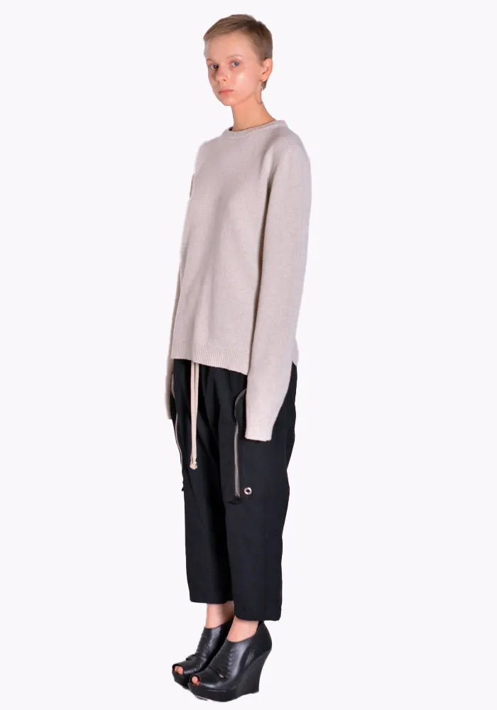 RICK OWENS RP02B6682 WSBR ROUND NECK KNIT SWEATER PEARL