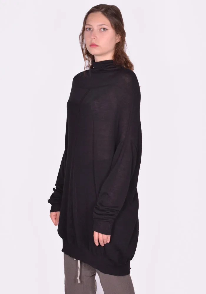 RICK OWENS WOMEN RP02D3615 ML OVERSIZED CRATER KNIT SWEATER BLACK (New season FW24)