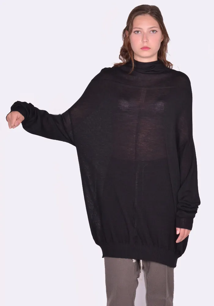 RICK OWENS WOMEN RP02D3615 ML OVERSIZED CRATER KNIT SWEATER BLACK (New season FW24)