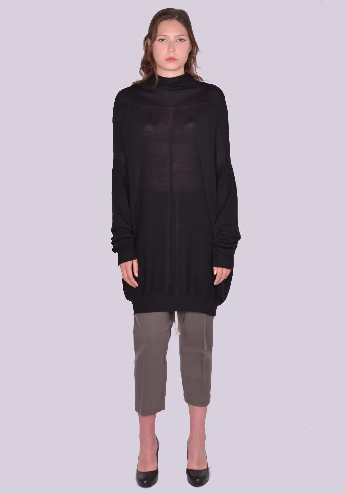 RICK OWENS WOMEN RP02D3615 ML OVERSIZED CRATER KNIT SWEATER BLACK (New season FW24)