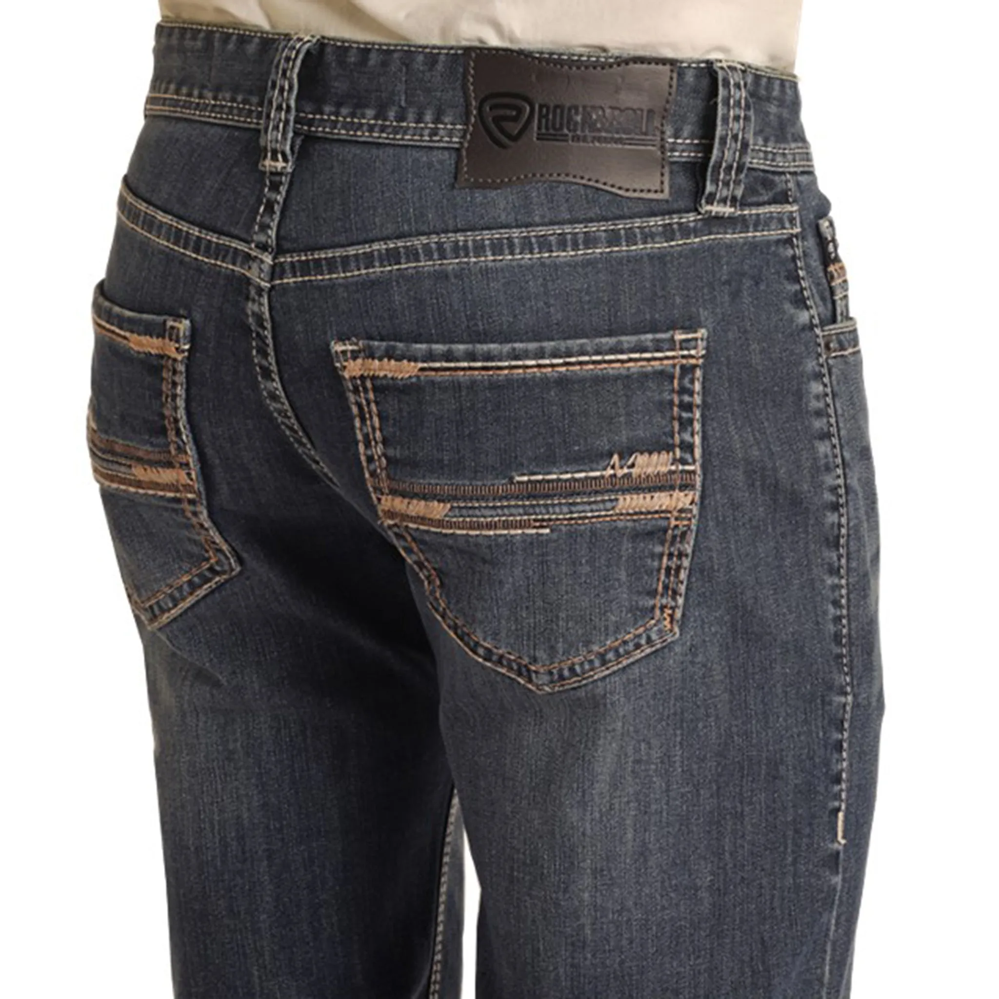 Rock & Roll Men's Dark Wash Straight Pistol Jean