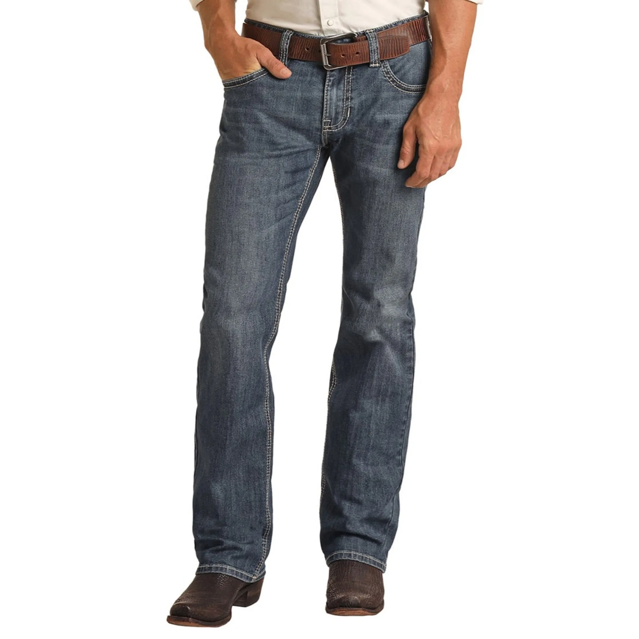 Rock & Roll Men's Pistol Straight Bootcut Jeans