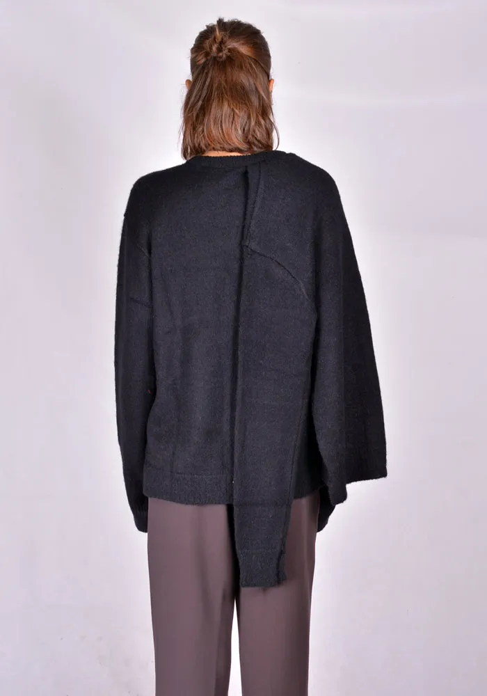 ROKH R3CA20 MH MOHAIR DOUBLE KNIT SWEATER BLACK