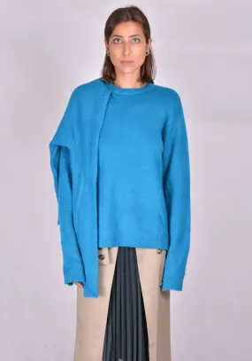 ROKH R3CA20 MH MOHAIR DOUBLE KNIT SWEATER ELECTRIC BLUE