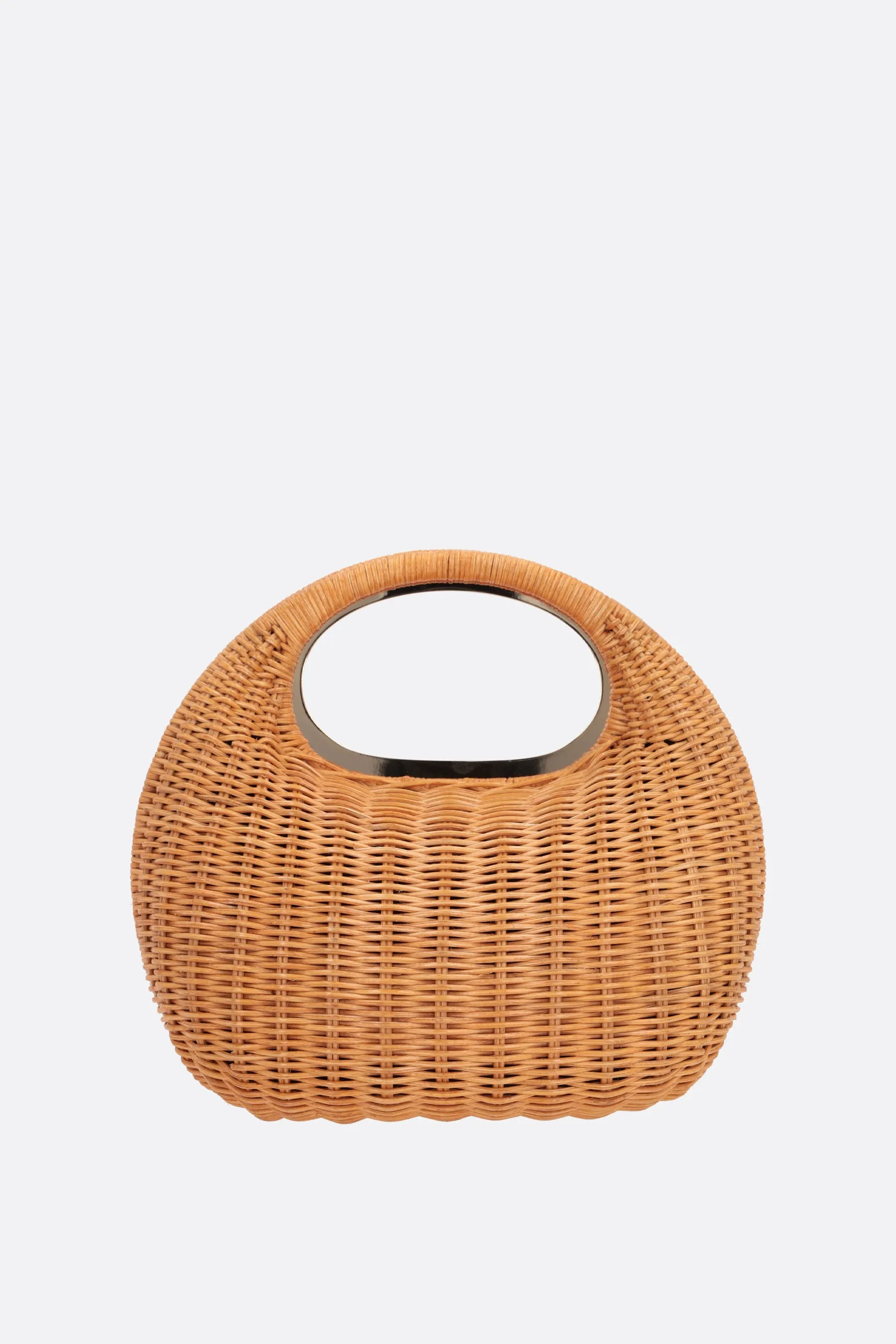 Round rattan handbag