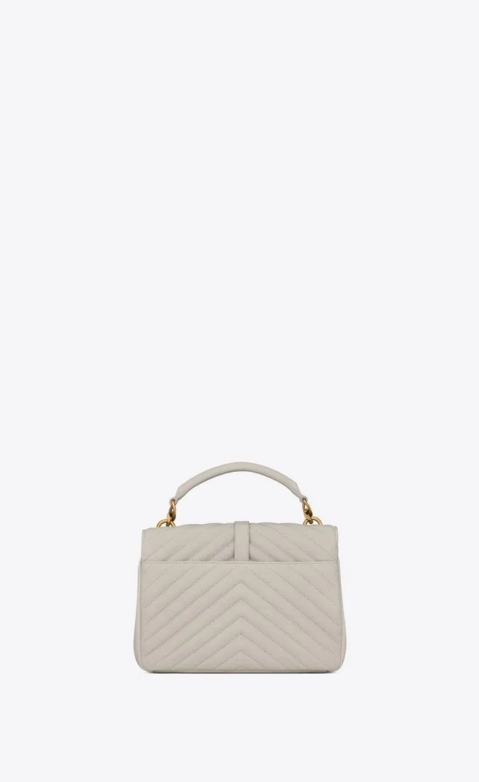 Saint Laurent Classic Medium College Monogram White Gold-Toned