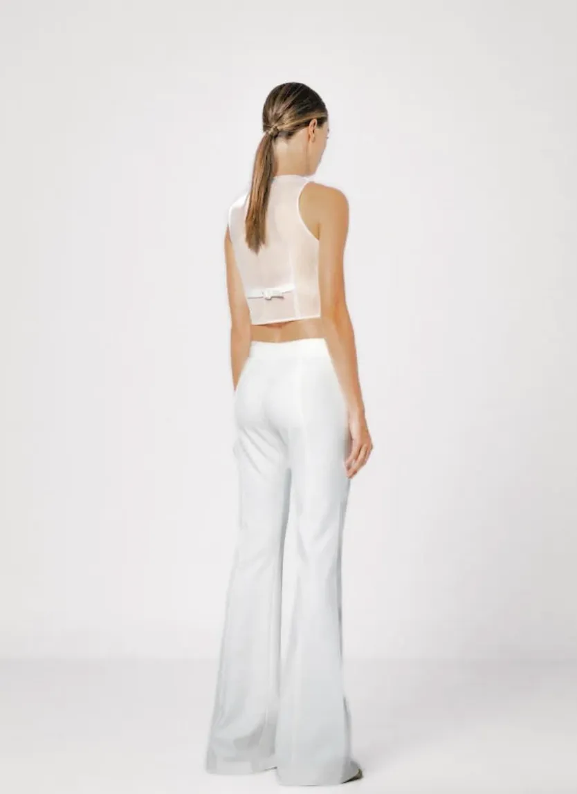 Sans Faff Lizzy Low-Rise Flared Trousers | White