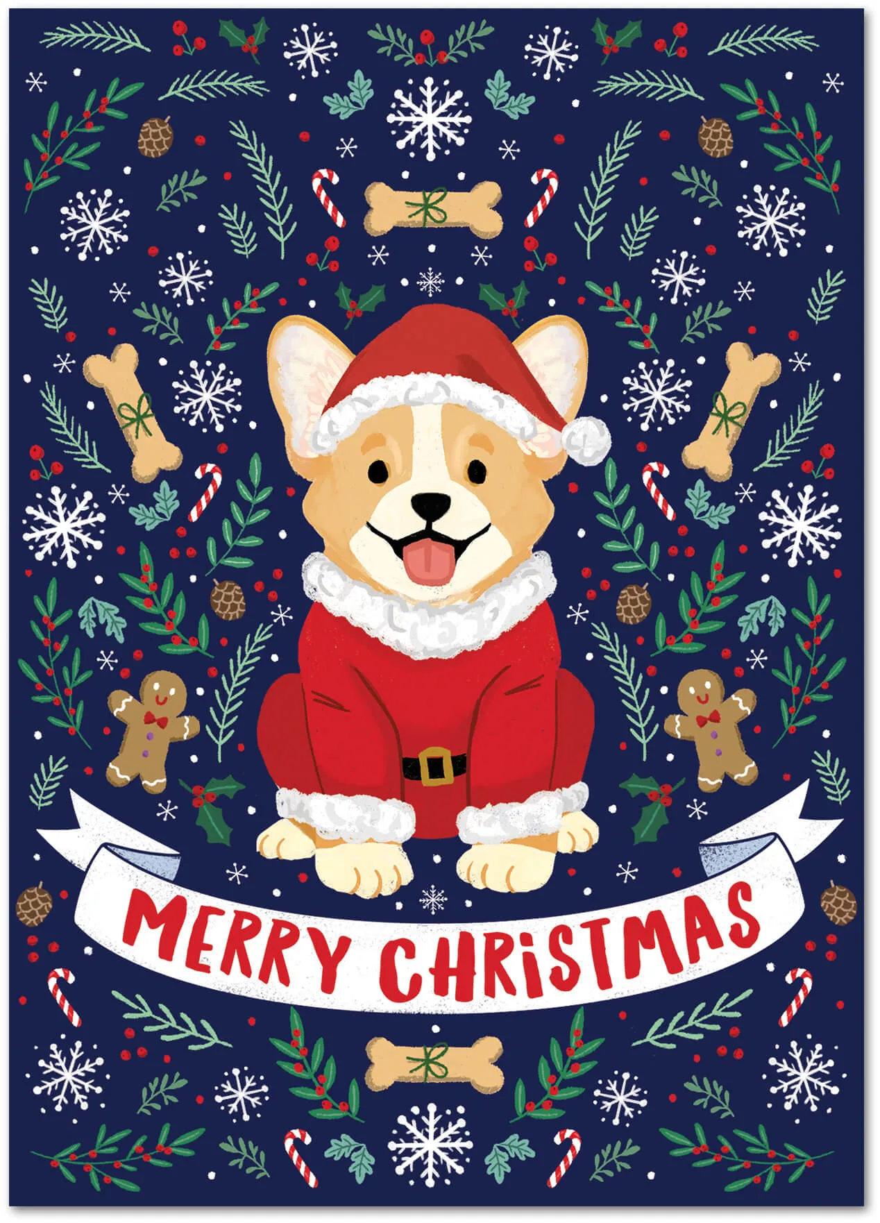 Santa Corgi Christmas Cards