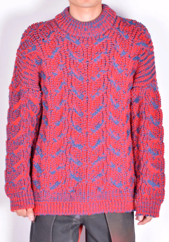 SERAPIS DUALITY CABLE KNIT SWEATER RED/PETROL