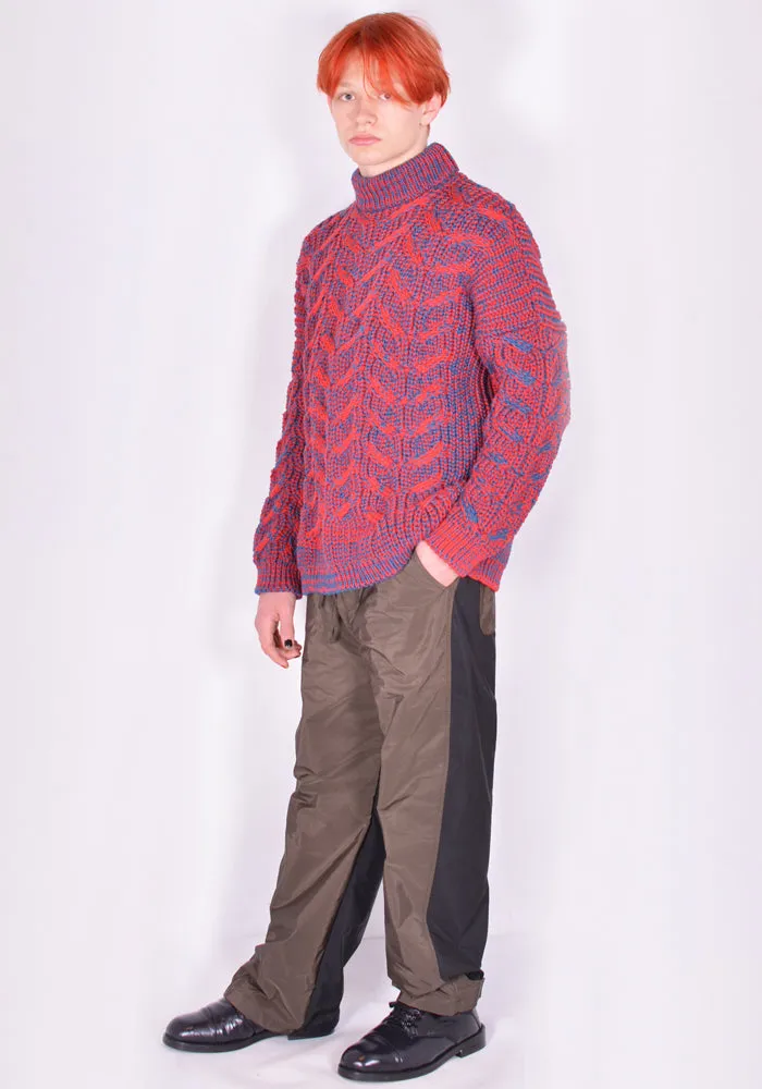 SERAPIS DUALITY CABLE KNIT SWEATER RED/PETROL