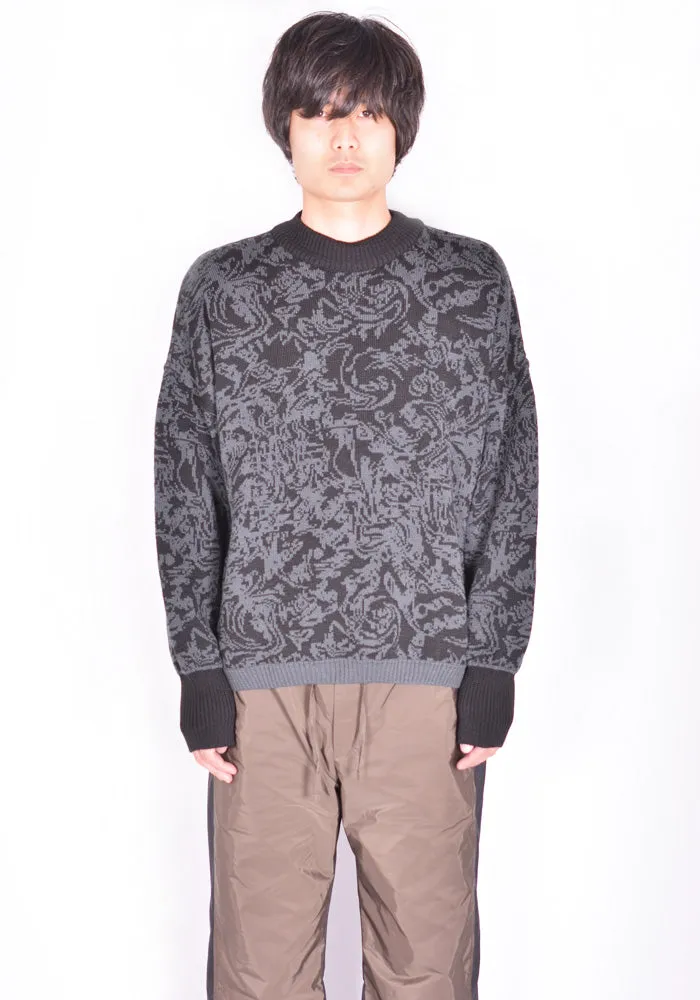 SERAPIS JACQUARD KNIT SWEATER GREY/BLACK SWIRL