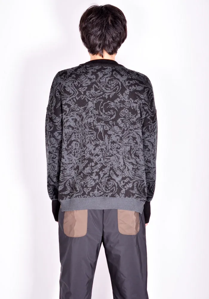 SERAPIS JACQUARD KNIT SWEATER GREY/BLACK SWIRL