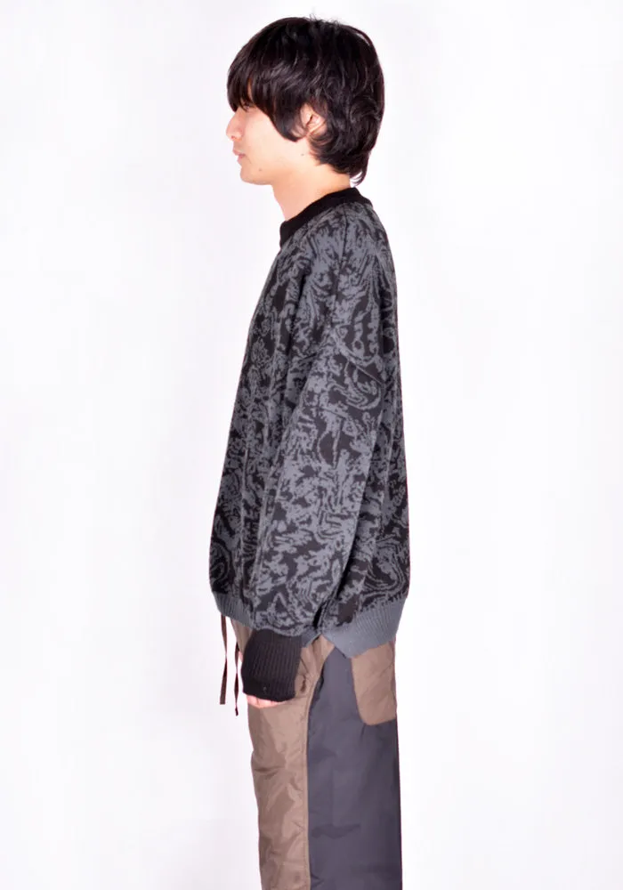 SERAPIS JACQUARD KNIT SWEATER GREY/BLACK SWIRL