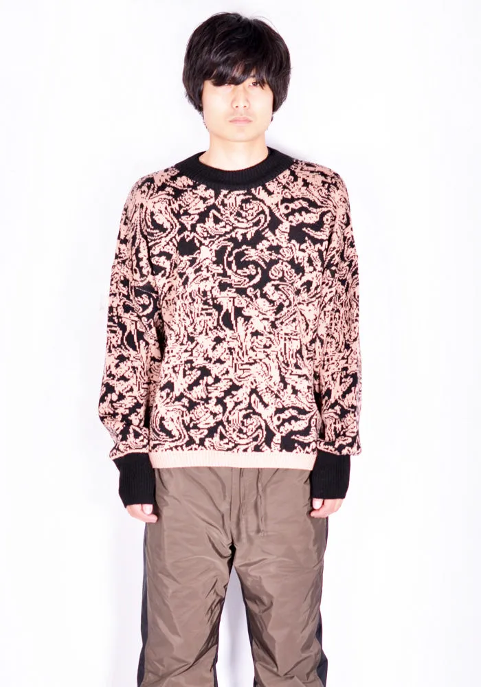 SERAPIS JACQUARD KNIT SWEATER SALMON PINK/BLACK SWIRL