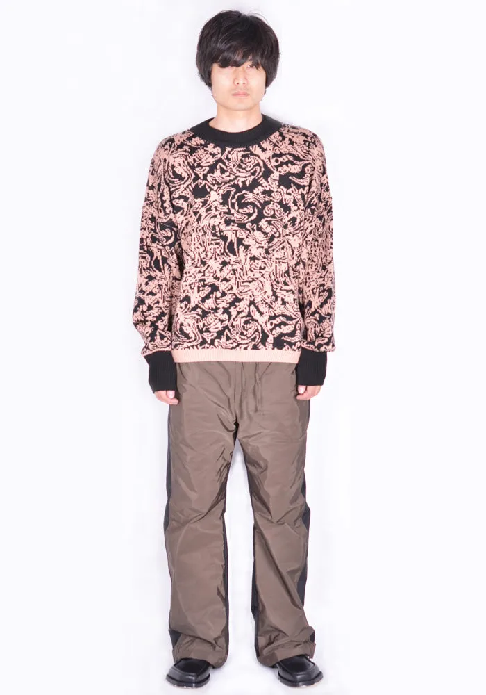 SERAPIS JACQUARD KNIT SWEATER SALMON PINK/BLACK SWIRL