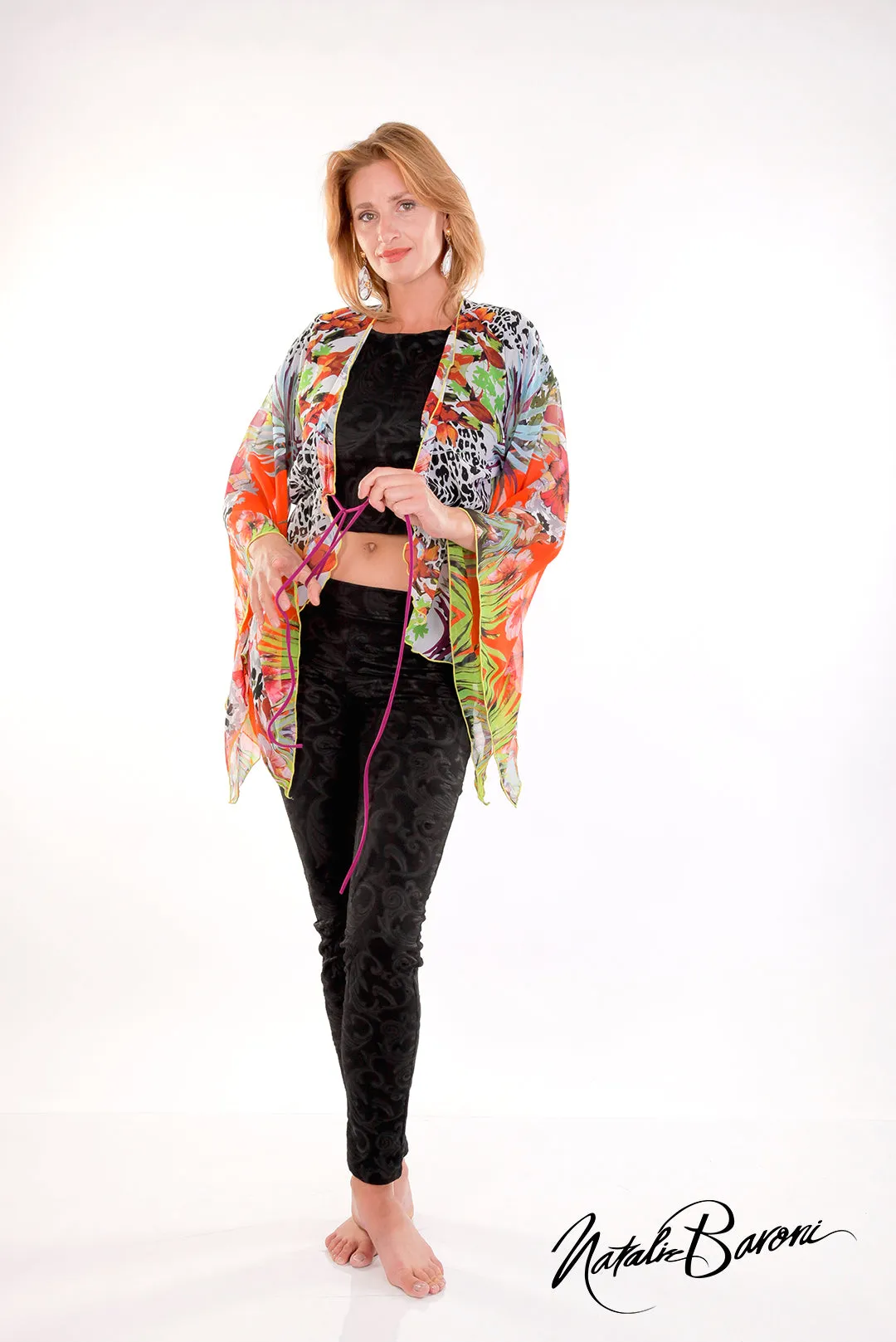 Short Kimono Sleeve Tie-Front Duster - Murano