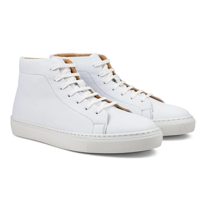 Skolyx premium sneaker high top in white leather