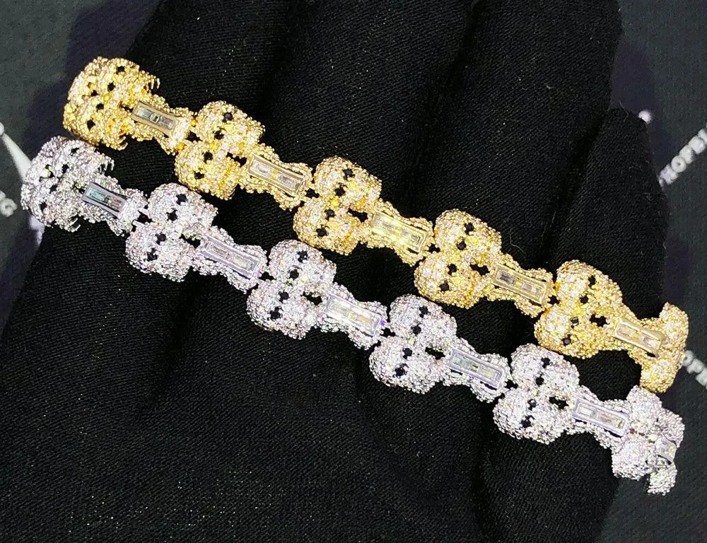 Skull & Bones Hip Hop CZ Iced Out Bracelet VVS