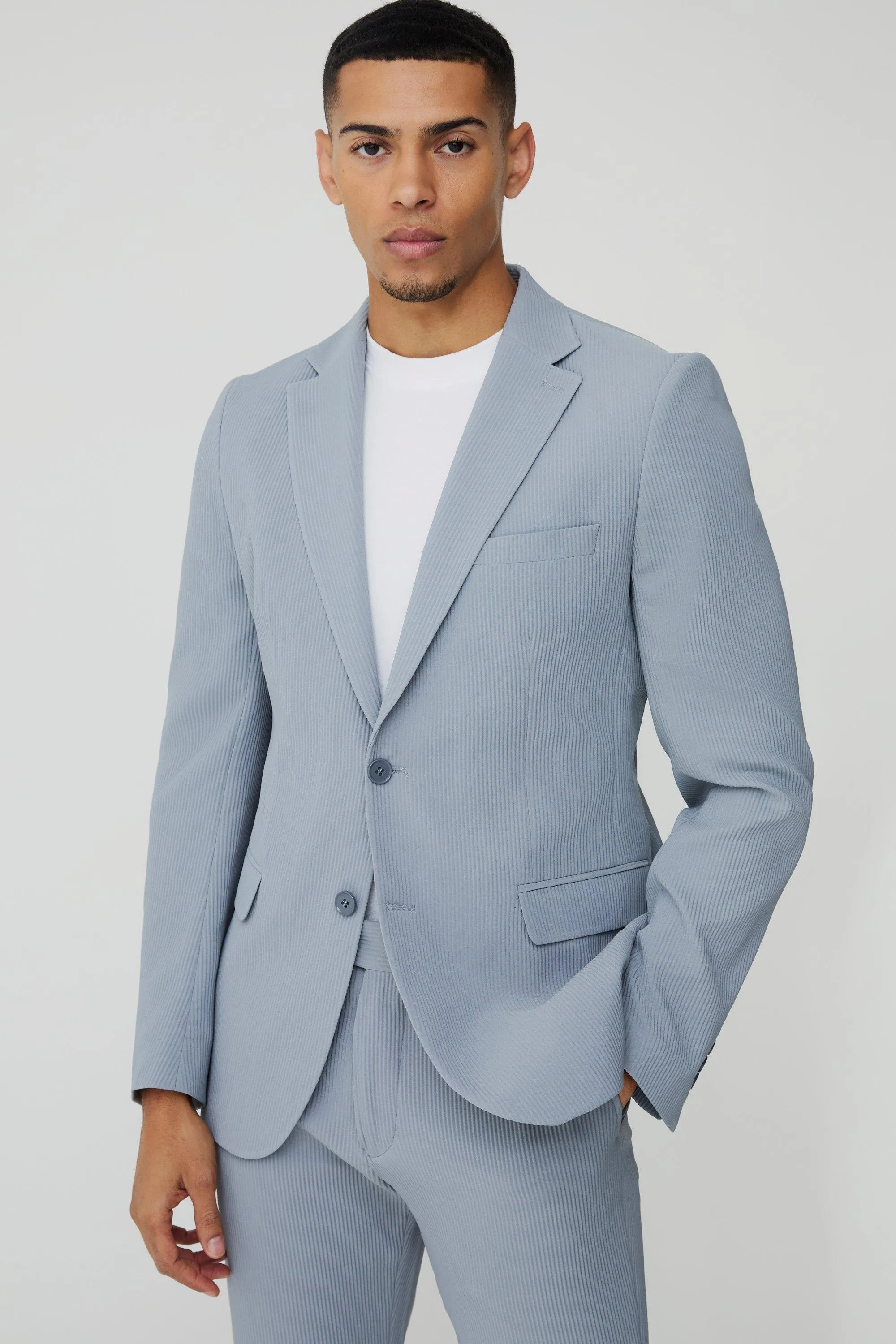 Slim Fit Pleated Blazer