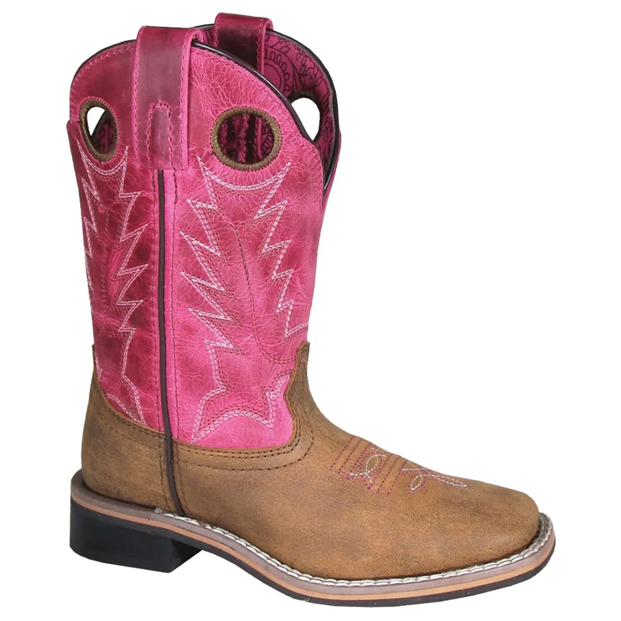 SMOKY MOUNTAIN BOOTS GIRLS TRACIE BROWN/PINK DISTRESS LEATHER SIZE 10.5