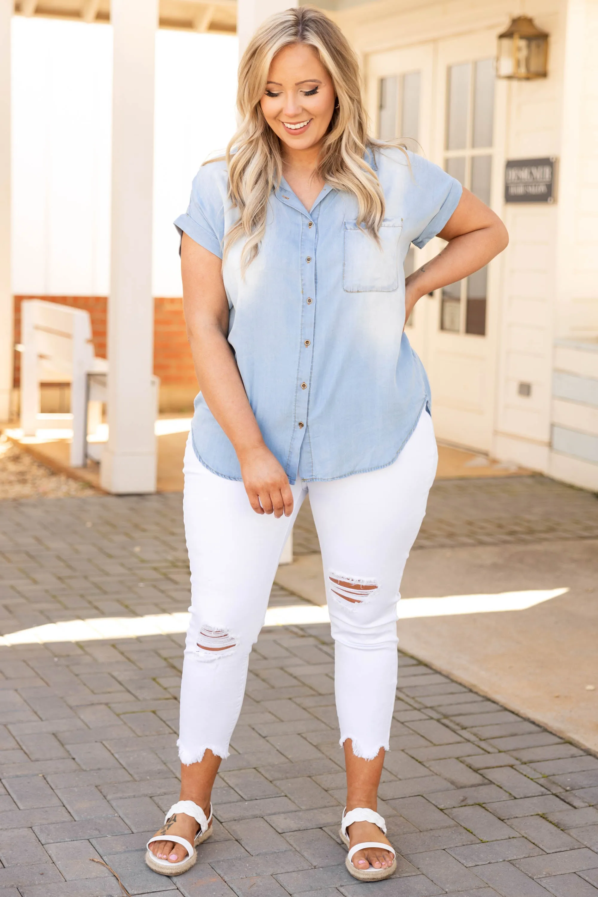 Social Wilds Top, Light Denim