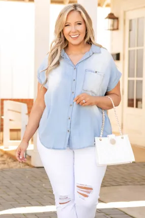 Social Wilds Top, Light Denim