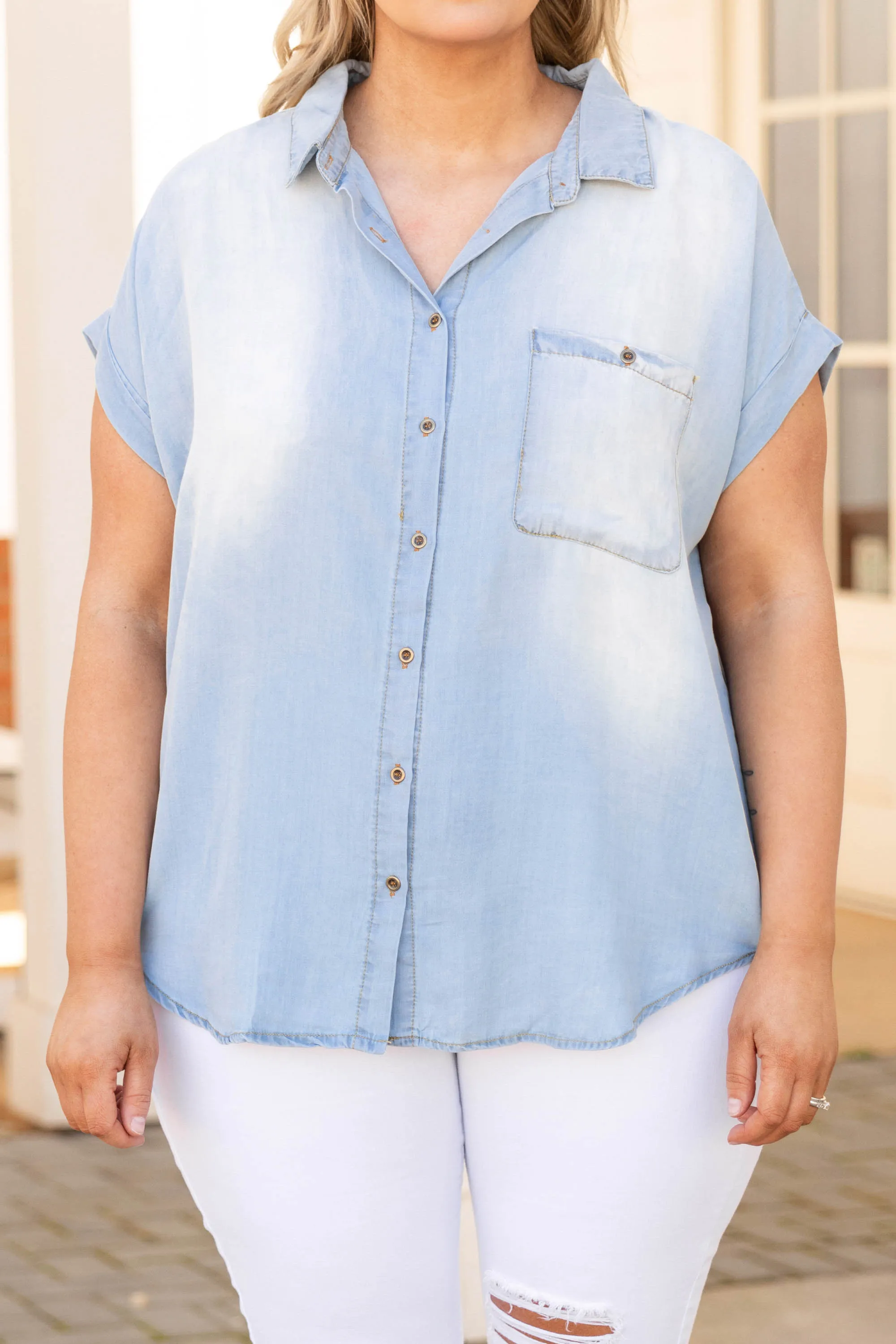 Social Wilds Top, Light Denim