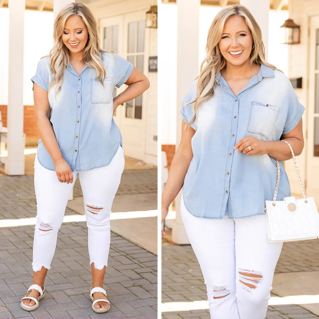 Social Wilds Top, Light Denim