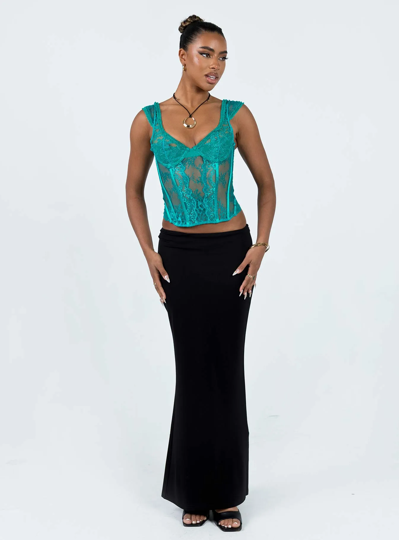 Some Like It Hot Lace Corset Teal