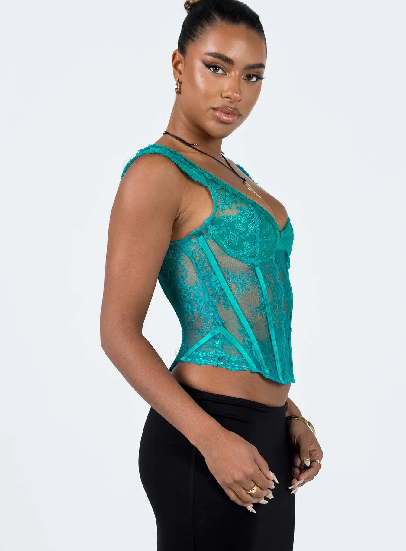 Some Like It Hot Lace Corset Teal