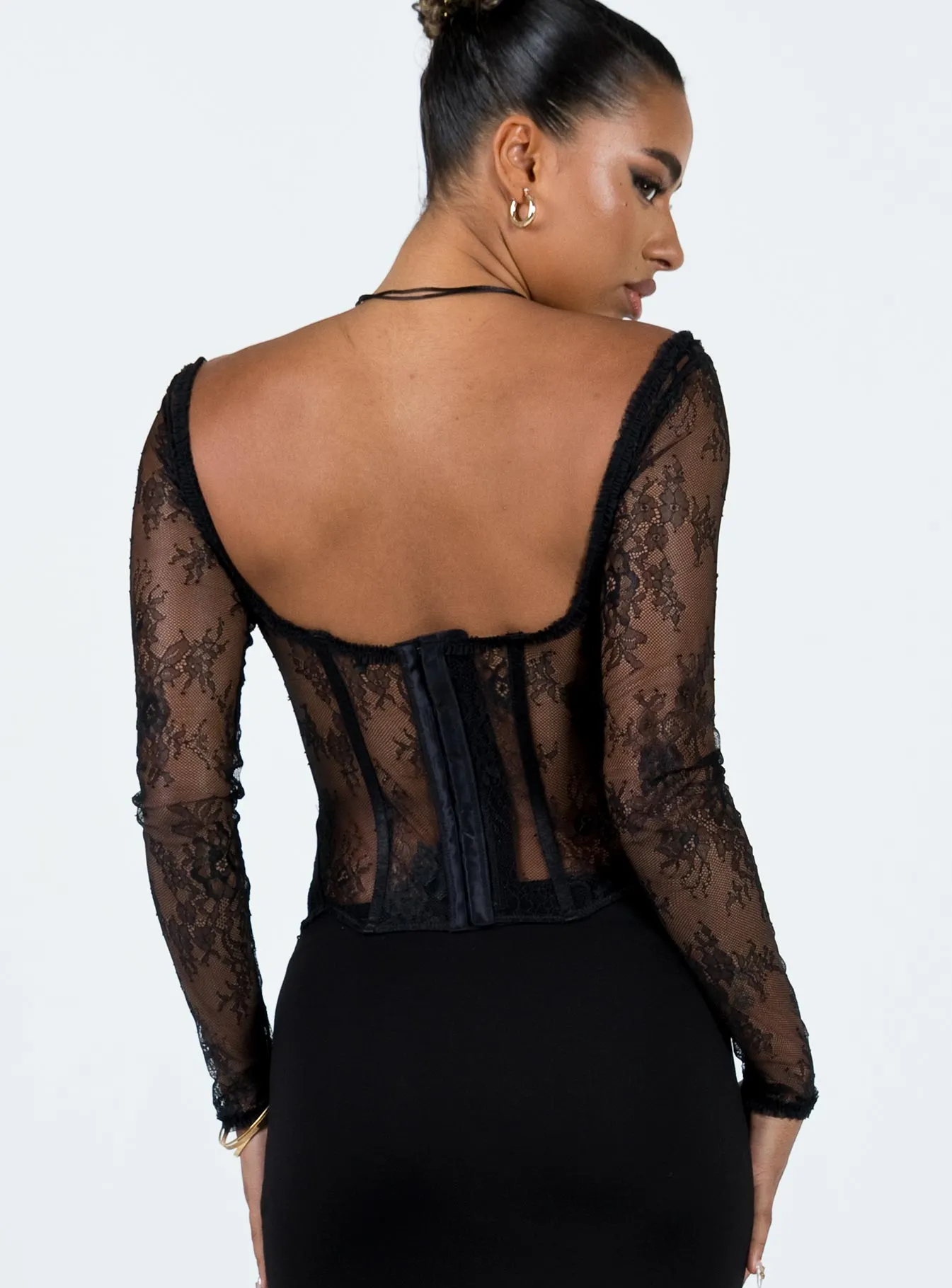 Some Like It Hot Long Sleeve Lace Corset Black