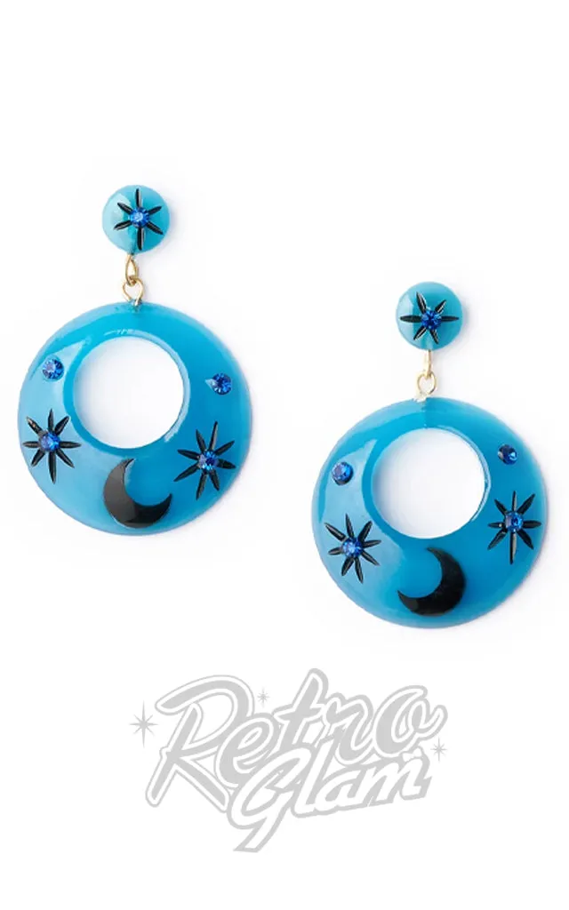 Splendette Moon Drop Hoop Earrings