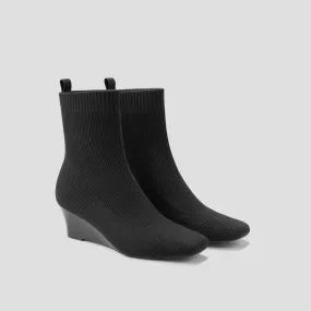   Square-Toe Water-Repellent Boots (Margot Wedge Bootie)