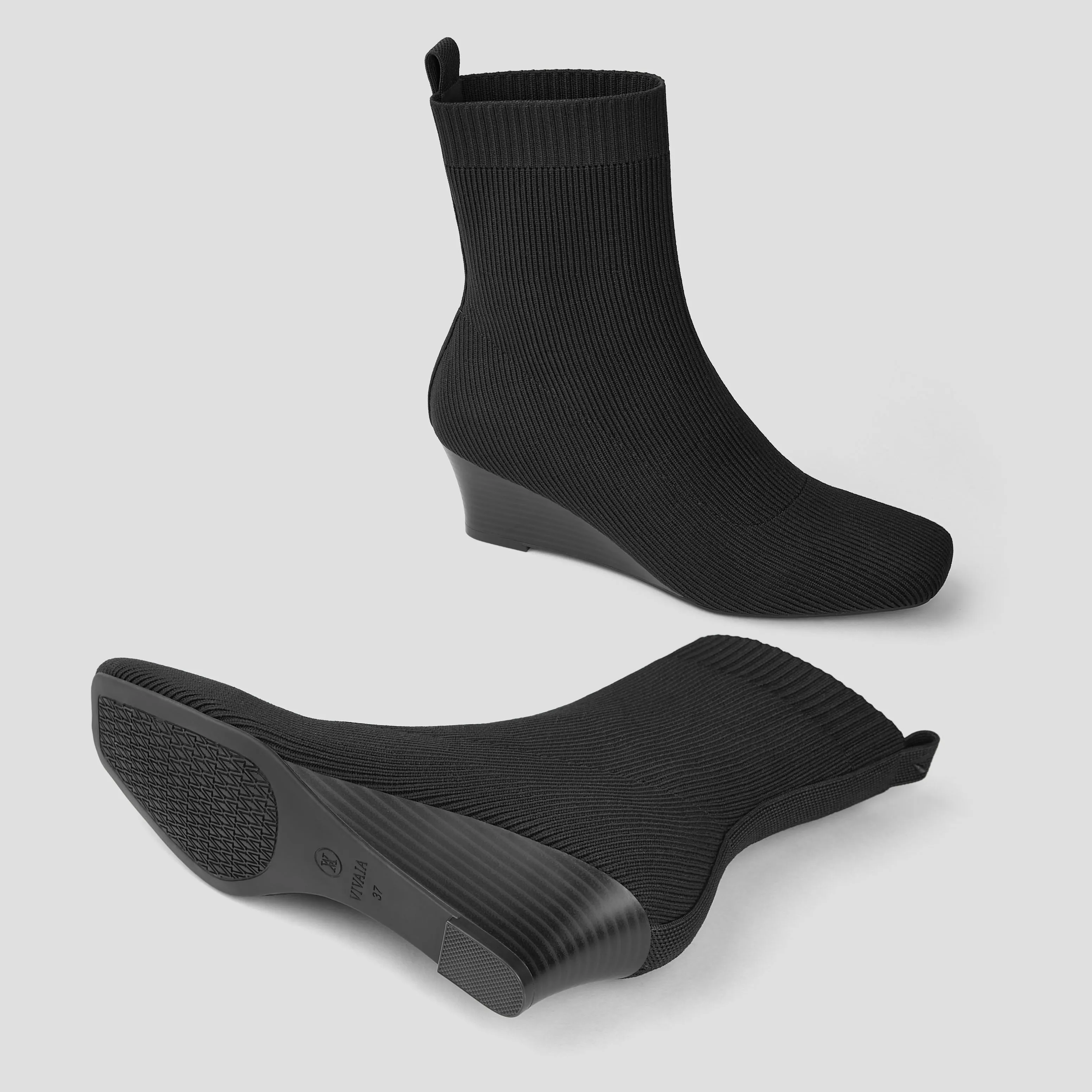   Square-Toe Water-Repellent Boots (Margot Wedge Bootie)