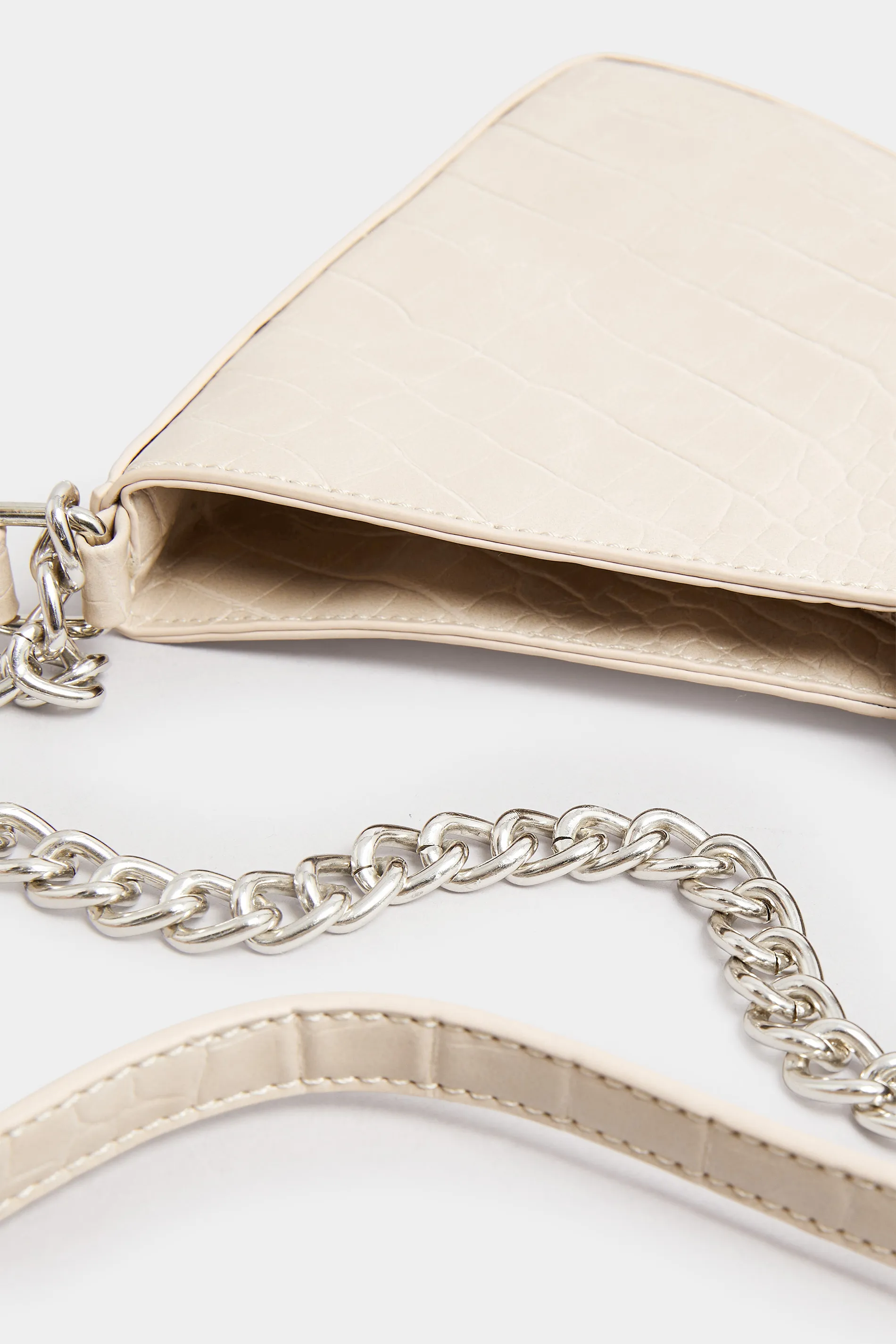 Stone Brown Chain Detail Shoulder Bag