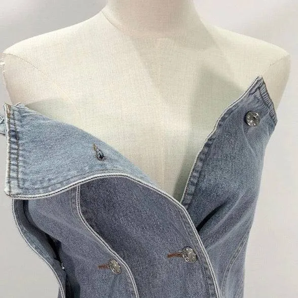 Strapless Belted Denim Top