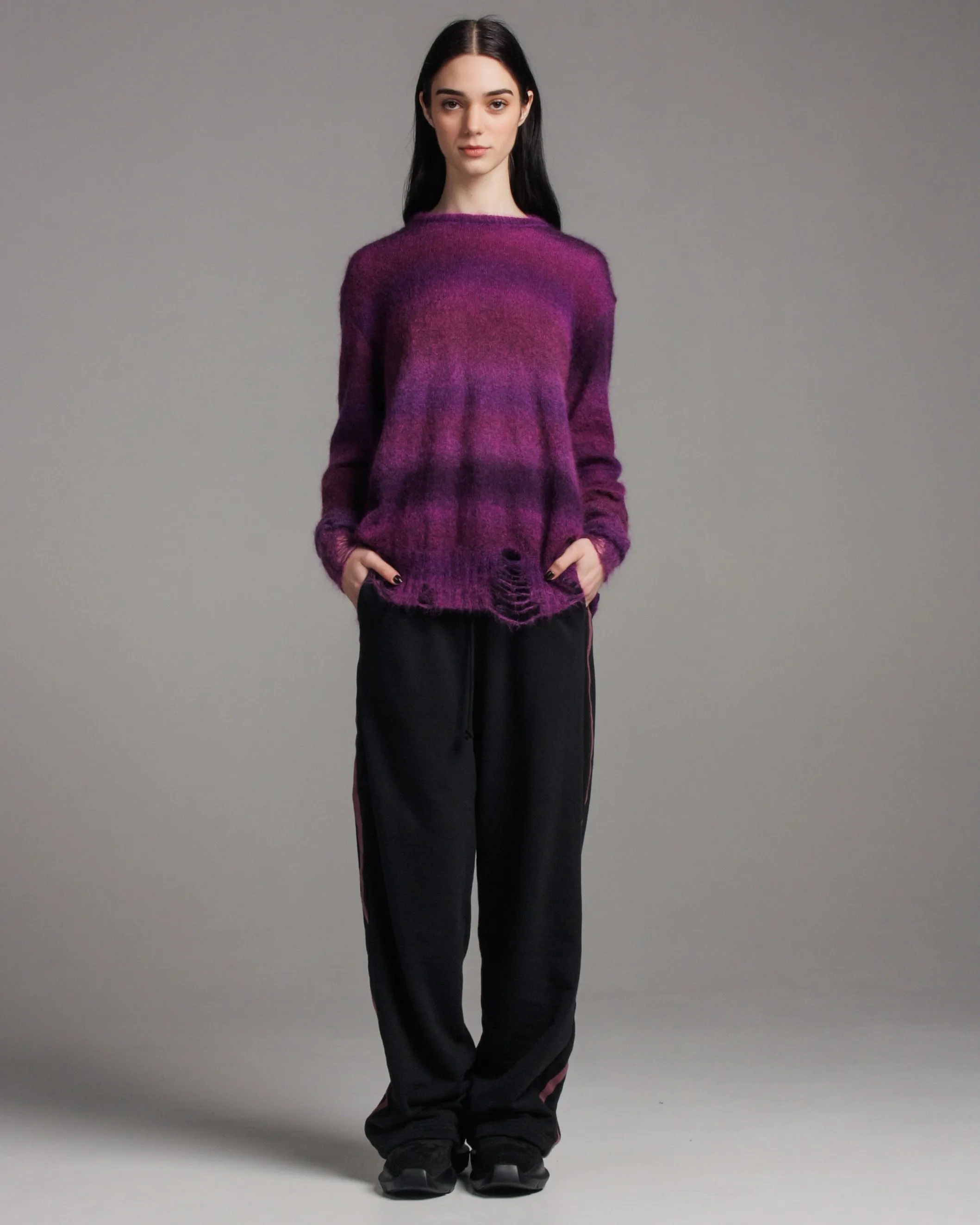 Striped Purple Mohair Oversized Sweater