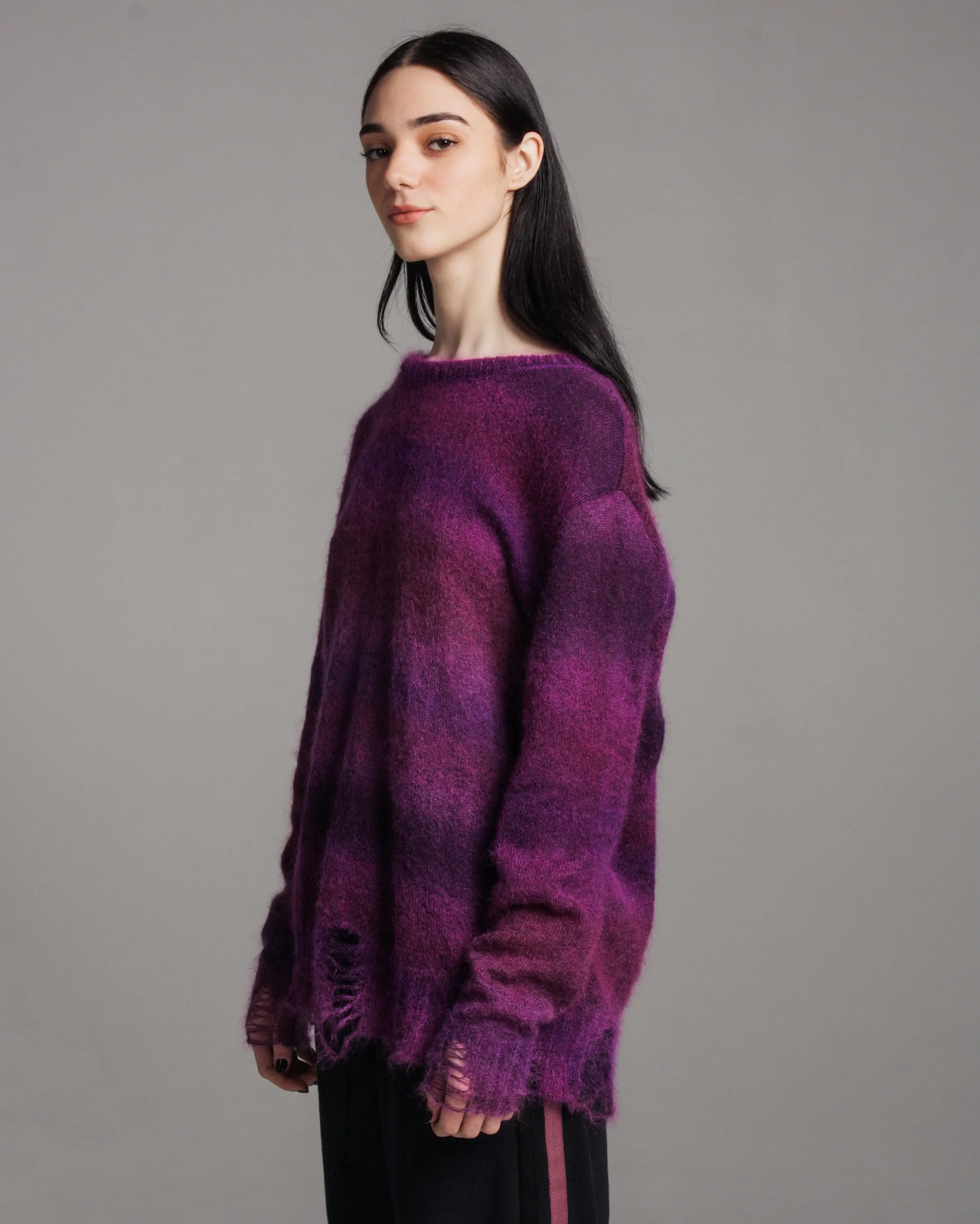 Striped Purple Mohair Oversized Sweater