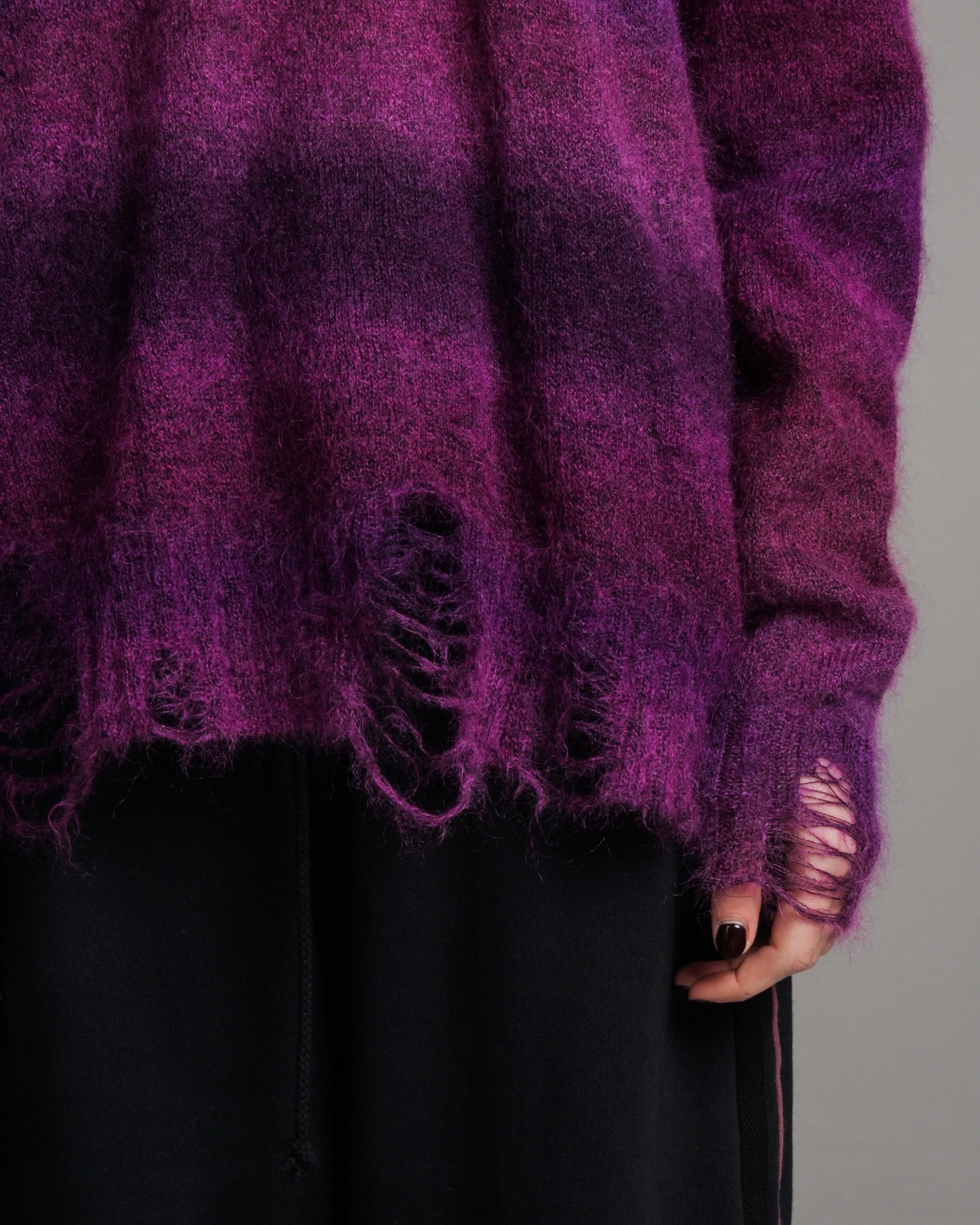 Striped Purple Mohair Oversized Sweater