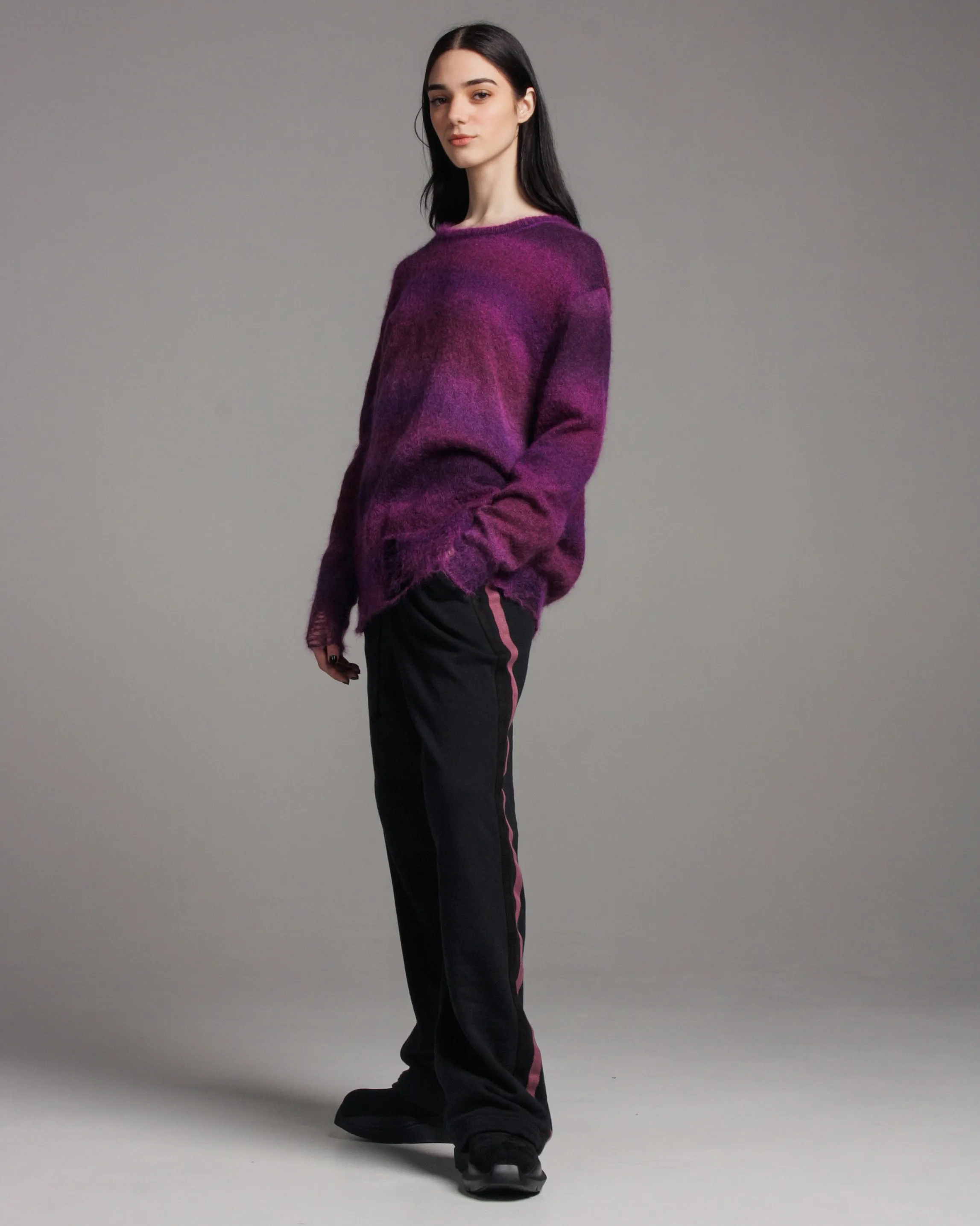 Striped Purple Mohair Oversized Sweater