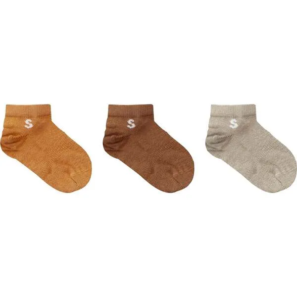 STUCKIES 3-Pack Sneaker Socks, Sunny