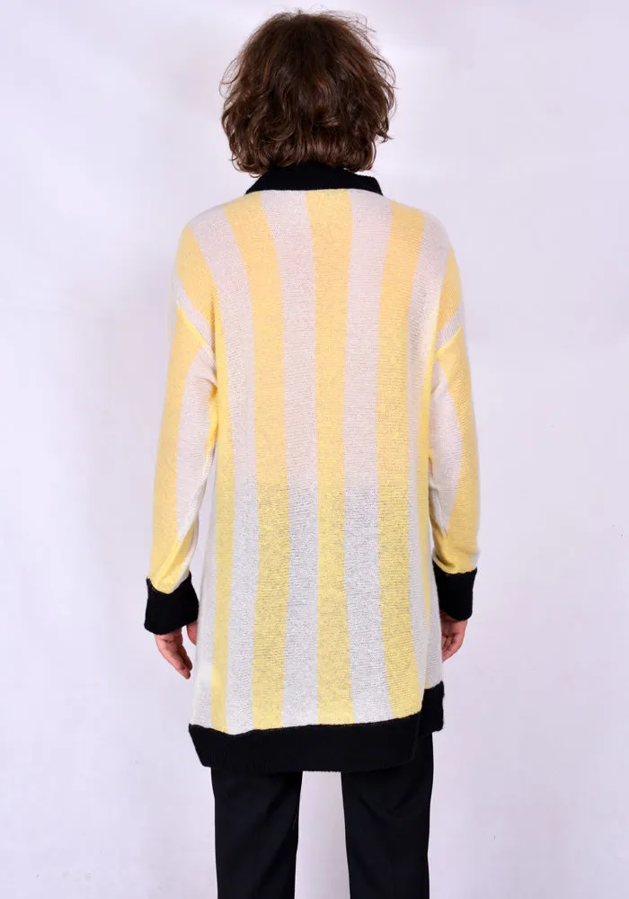 SUNNEI LS01 STRIPE LONG KNIT SWEATER YELLOW/WHITE/BLACK