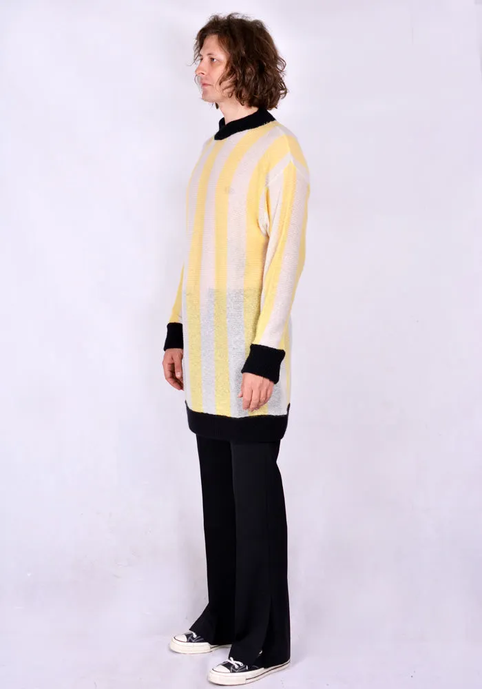 SUNNEI LS01 STRIPE LONG KNIT SWEATER YELLOW/WHITE/BLACK