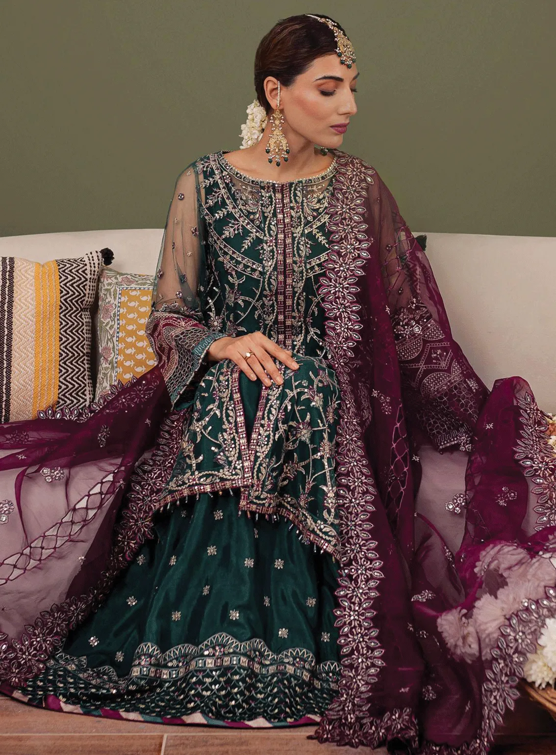 Tabeer By Farasha Embroidered Net Unstitched 4 Piece Suit - FRS23TW 04 GIA