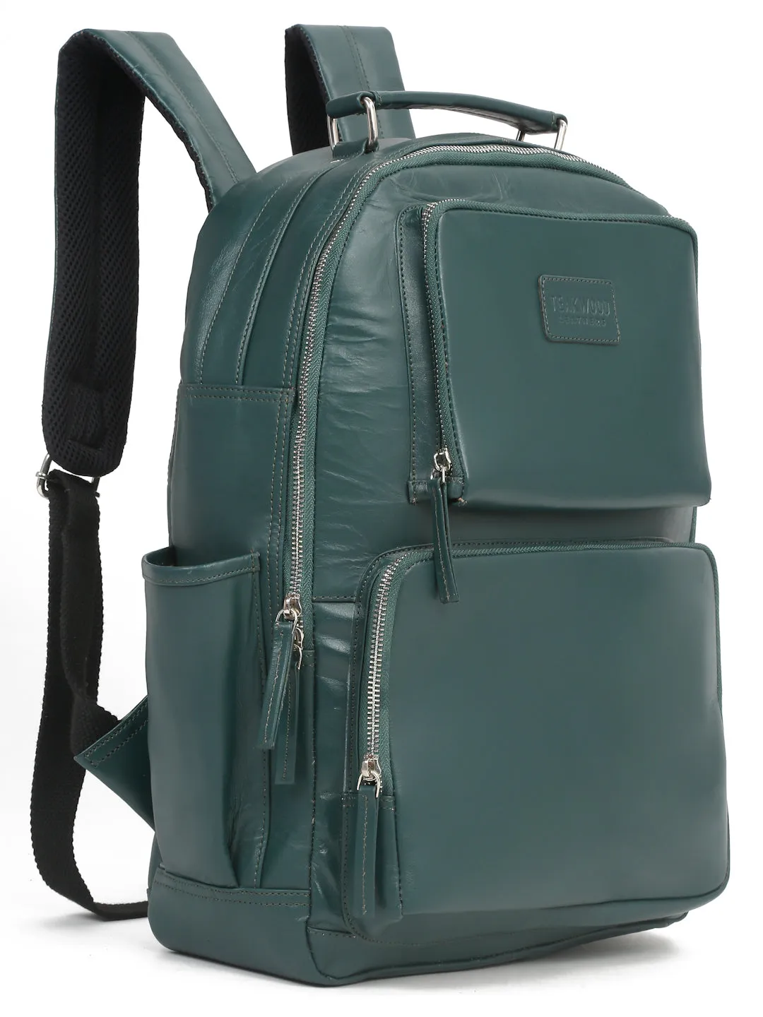 Teakwood Unisex Genuine Leather Green Solid Backpack||Unisex Laptop Bag/Backpack - Clearance sale