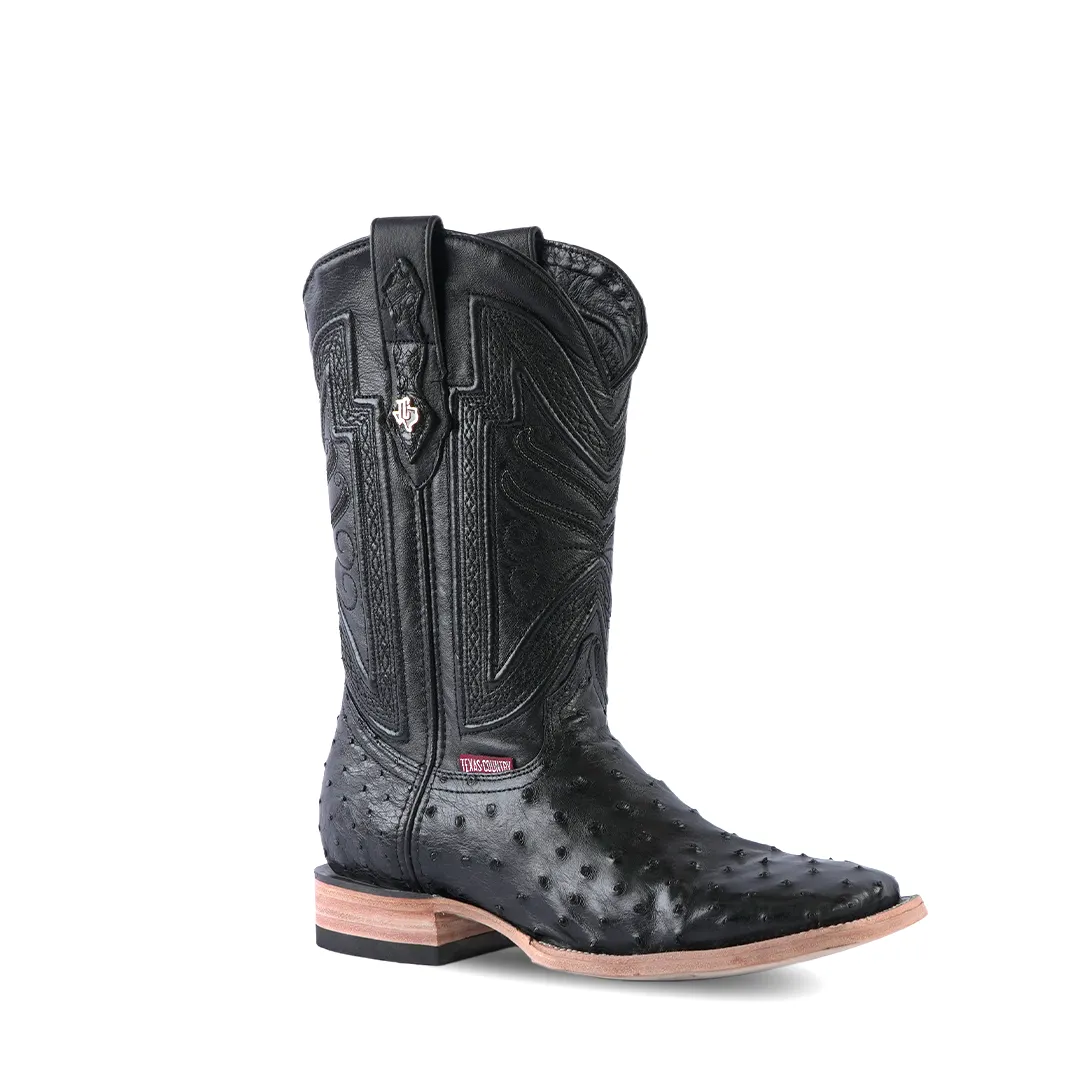 Texas Country Exotic Boot Ostrich Black AV20